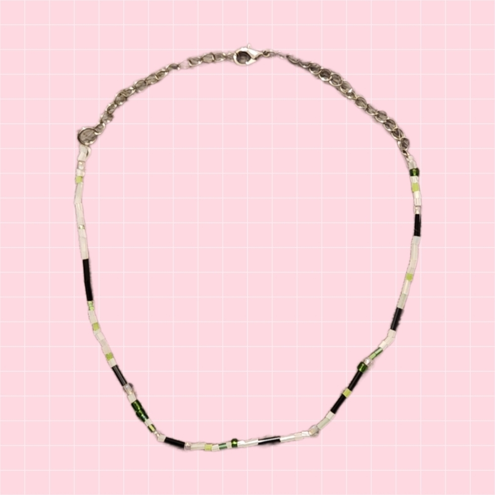 Black and Green Beaded Necklace